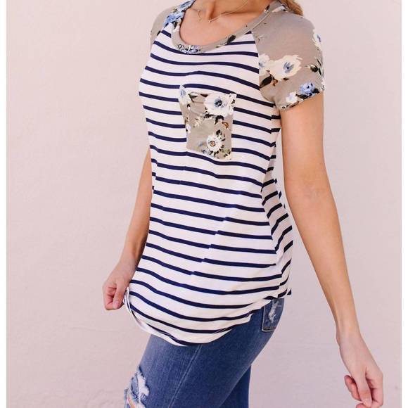 NEW E. LUNA flower power raglan top in sage - Picture 2 of 3